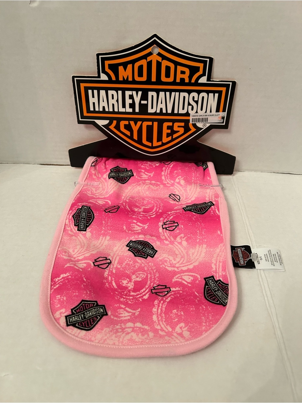 Harley-Davidson Pink Logo Baby Bib with Black Shields